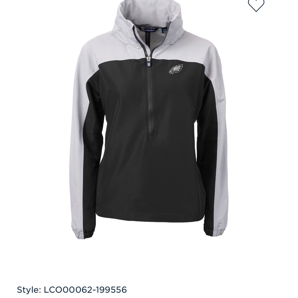 Cutter & Buck Black and Gray Ski Jacket with High Collar and Half-Zip